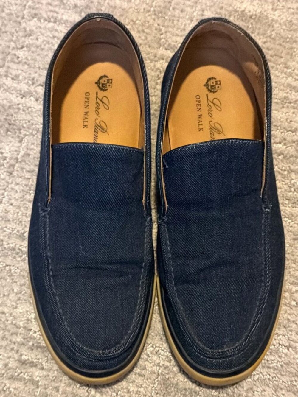 Loro Piana Navy Denim Slip-On Loafers EU 40.5 / Approx Men's US 7.5